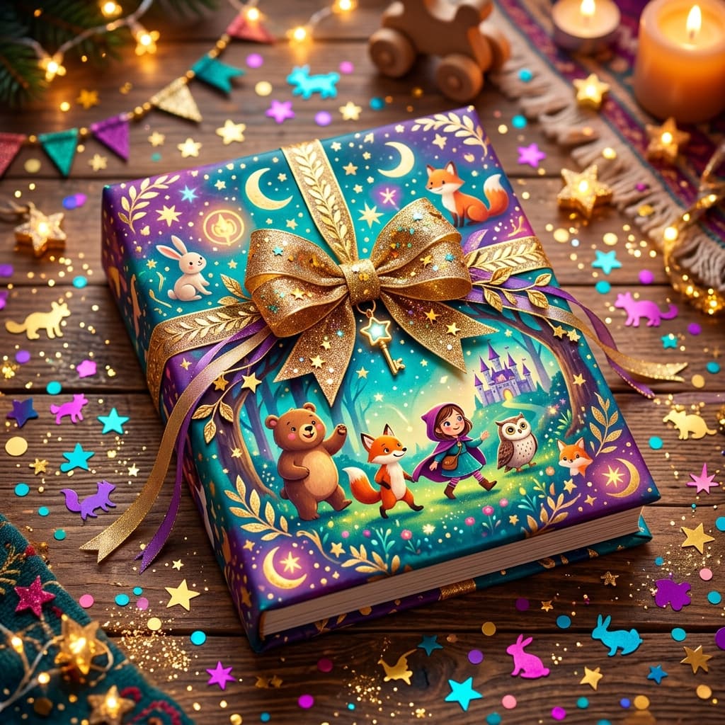 A personalized storybook wrapped as a gift