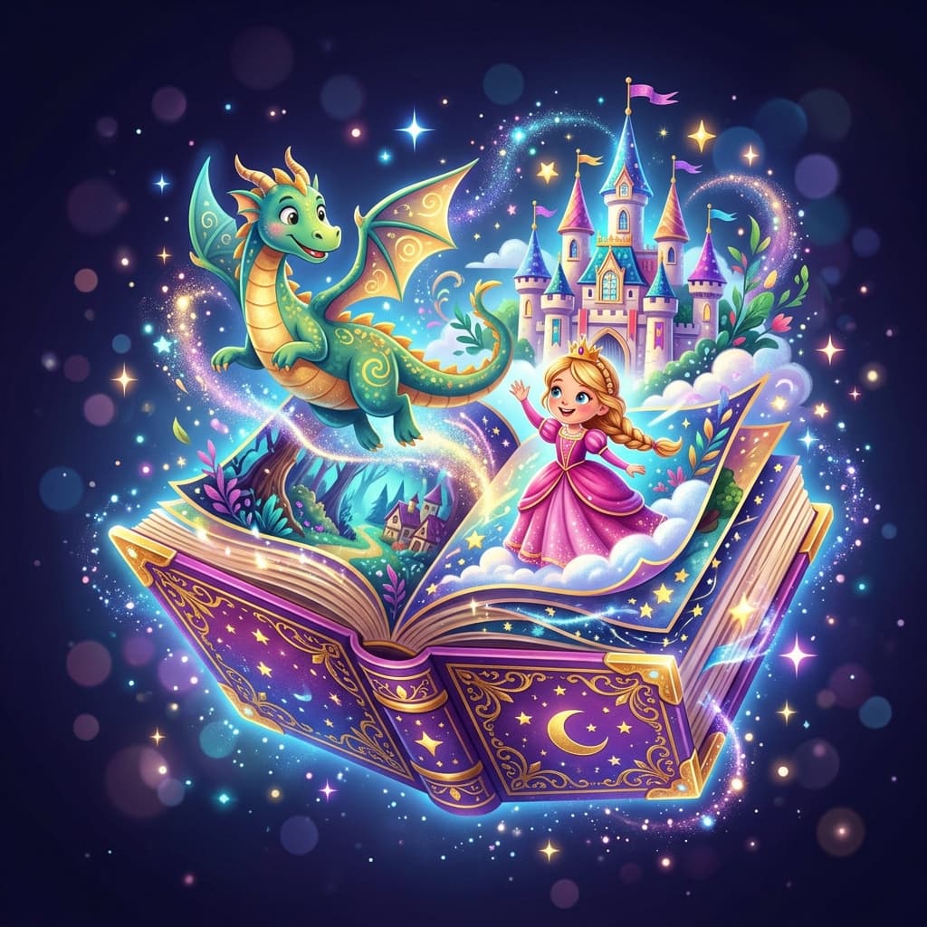 A personalized children's book open at an illustrated page