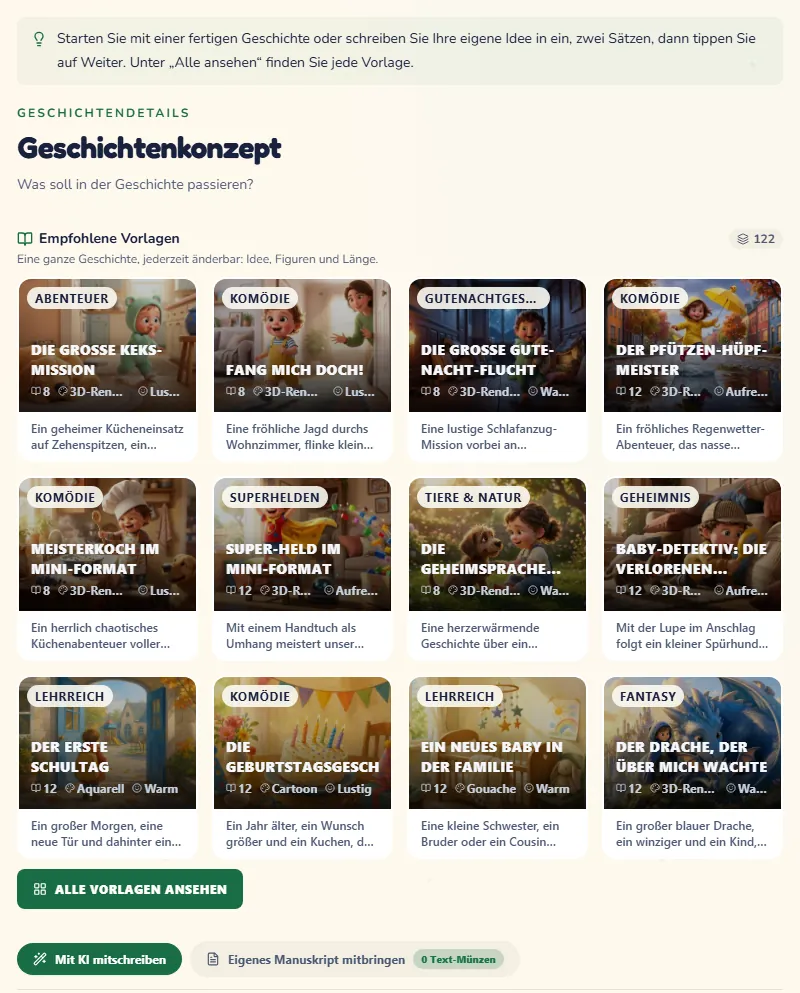 Der Schritt Geschichte mit fertigen Geschichten und Platz für Ihre eigene Idee