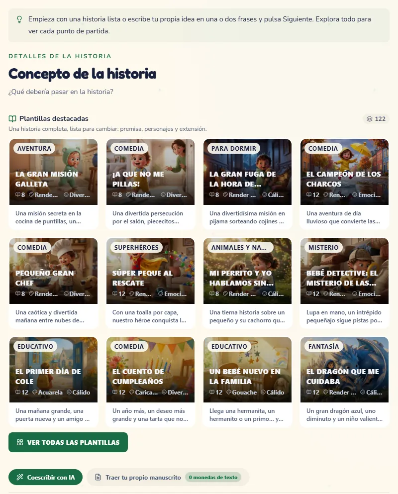El paso Historia, con cuentos ya hechos y sitio para tu propia idea