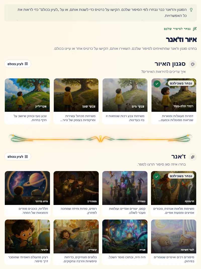 שלב הסגנון והז׳אנר, שכבר נבחרו בשביל הסיפור